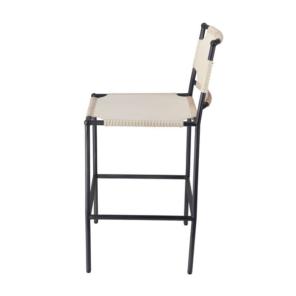 Asher Off-White Leather and Black Metal Counter Stool, image 3
