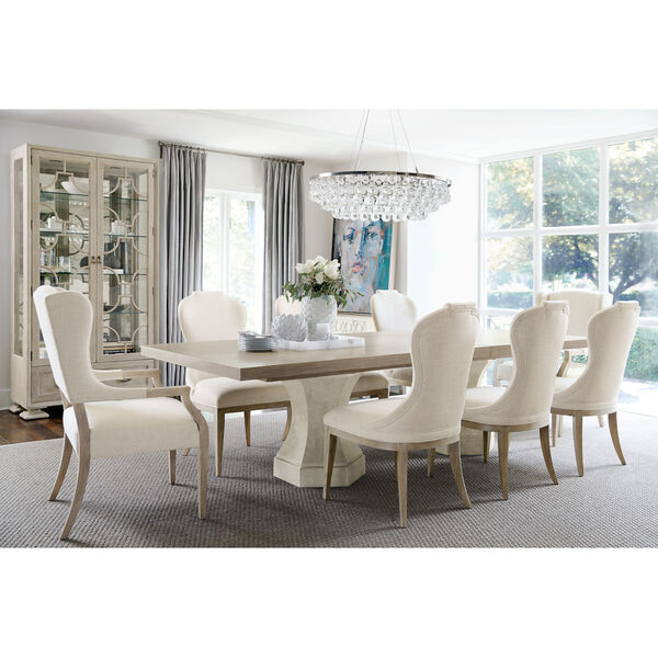 Santa Barbara Sandstone Wood and Fabric Dining Arm Chair, image 4