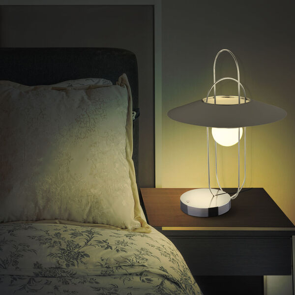 Lyra Brushed Chrome LED Table Lamp Title 24, image 2