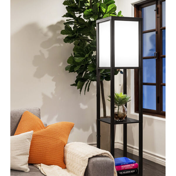 Maxwell Black LED Floor Lamp with Shelf, image 2