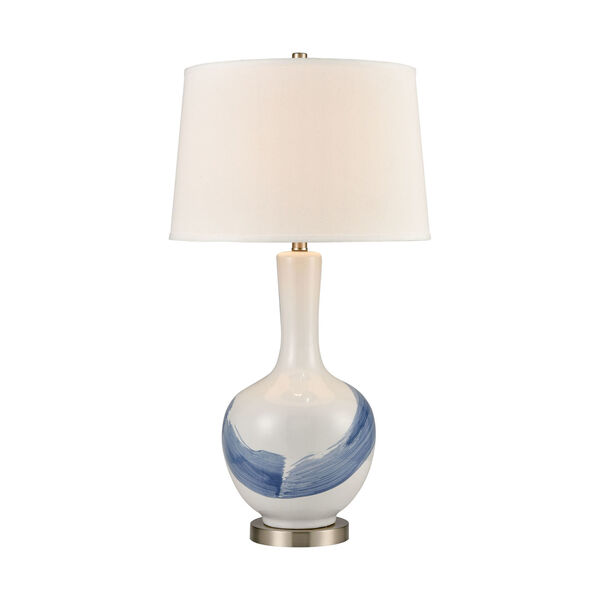 Kircubbin White Blue Satin Nickel One-Light Table Lamp, image 1