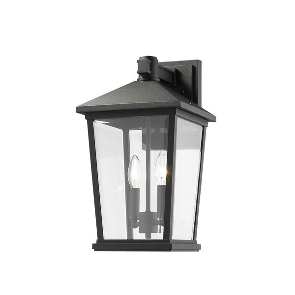 Beacon Black Two-Light Outdoor Wall Sconce With Transparent Beveled Glass - (Open Box), image 1