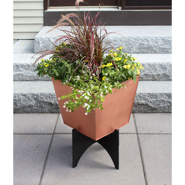 Zaha II Copper Plated Planter with Flower Box, image 11