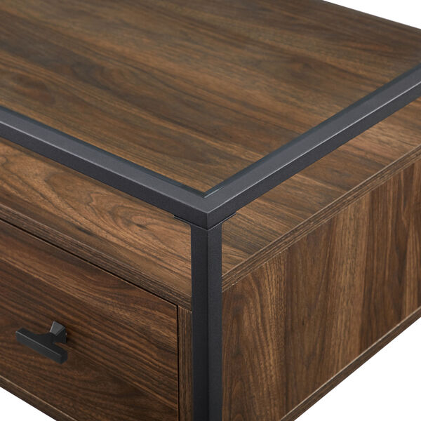 Fulton Dark Walnut and Black Two Drawer Desk with Glass Top, image 3