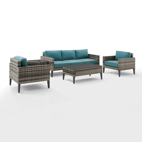 Prescott Outdoor Five-Piece Wicker Sofa Set with Coffee Table, Side Table and Two Armchair, image 6