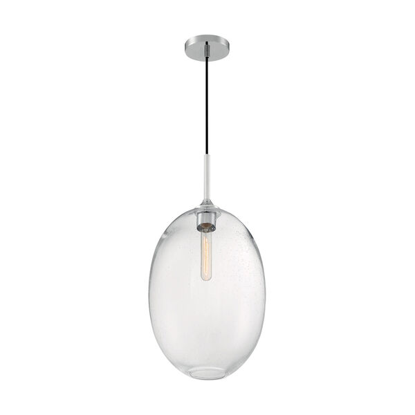 Aria Polished Nickel 23-Inch One-Light Pendant with Clear Seeded Glass, image 4