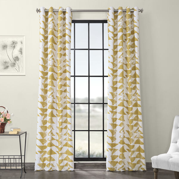 Triad Gold Grommet Printed Cotton Twill Curtain Single Panel, image 1