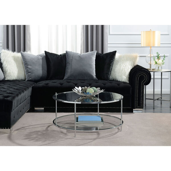 Royal Crest 2 Tier Round Glass Coffee Table in Clear Glass and Chrome Frame, image 4