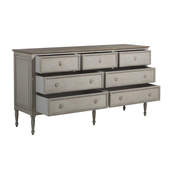 Caroline Antique White and Feather Gray 68-Inch Chest, image 3