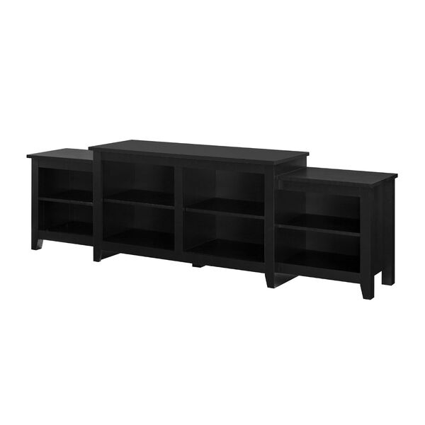 Solid Black Tiered Top TV Stand with Storage, image 6