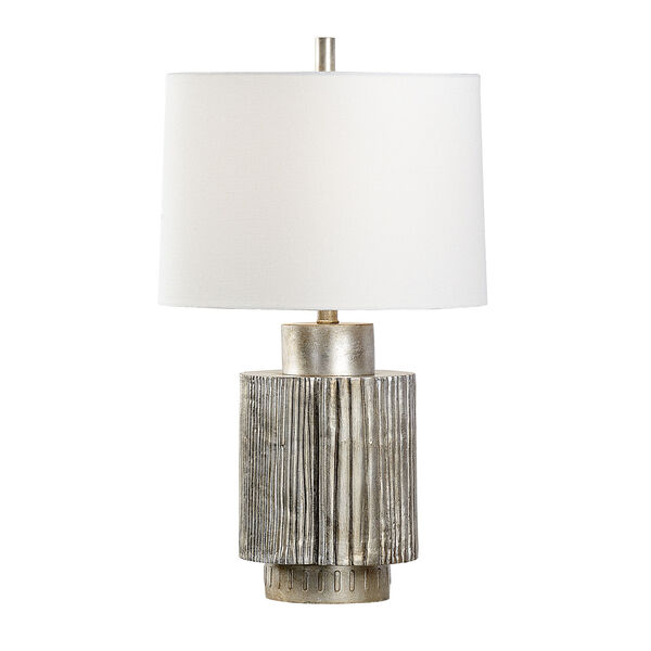 Transitional Antique Silver Leaf One-Light Table Lamp, image 1
