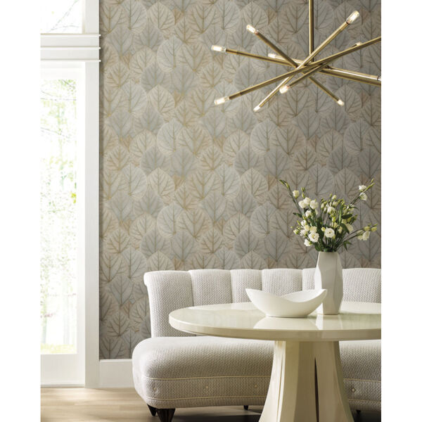 Candice Olson Modern Nature 2nd Edition Taupe Leaf Concerto Wallpaper, image 1