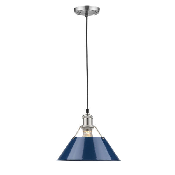 Orwell Pewter 10-Inch One-Light Mini Pendant with Navy Blue Shade, image 1