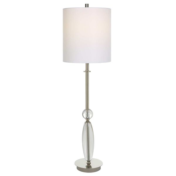 Sceptre Polished Nickel and White Crystal Buffet Lamp, image 1