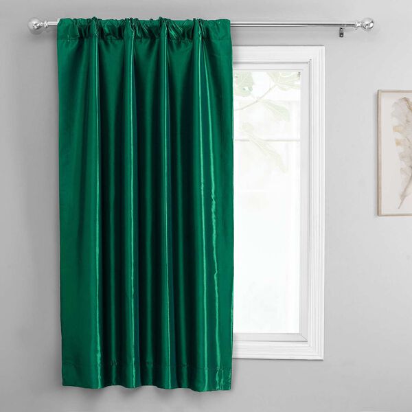 Emerald Green Faux Silk Taffeta Tie-Up Window Shade Single Panel, image 5