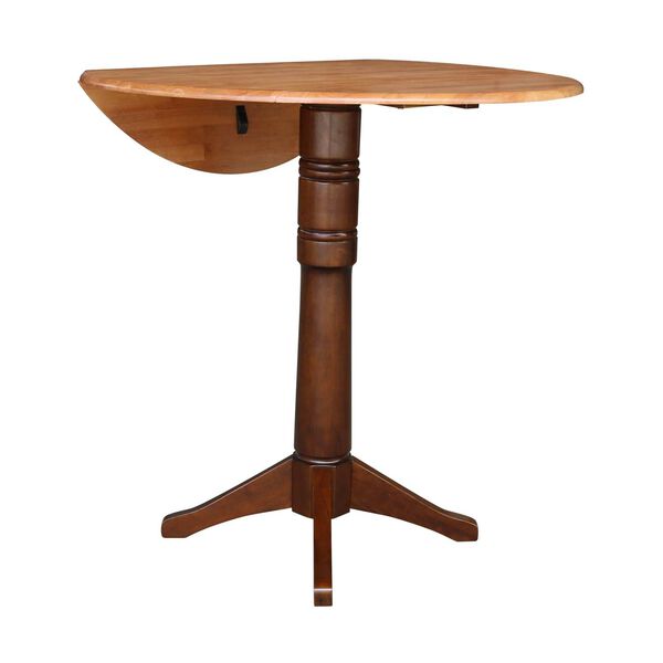 Cinnamon and Espresso 42-Inch High Round Dual Drop Leaf Pedestal Table, image 3