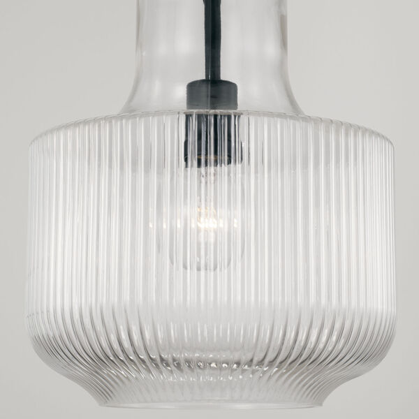 Nyla Matte Black One-Light Pendant with Clear Fluted Glass, image 2