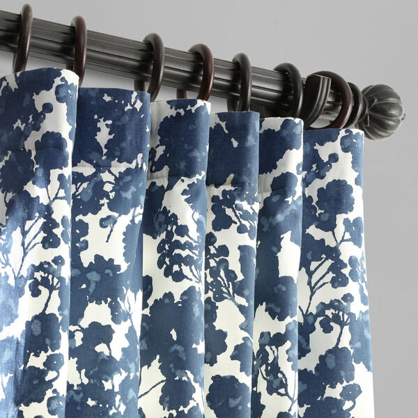 Blue Printed Cotton Single Curtain Panel 50 x 96, image 2