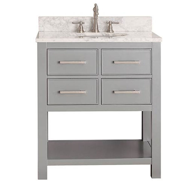 Brooks Chilled Gray 30-Inch Vanity Combo with Carrera White Marble Top, image 1