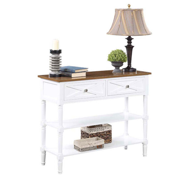 Country Oxford Driftwood and White 30-Inch Two Drawer Console Table, image 3