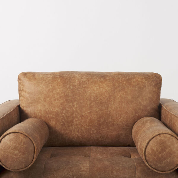 Loretta Cognac Brown Arm Chair with Two Bolster Cushions, image 6
