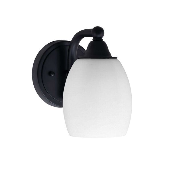 Paramount Matte Black One-Light Wall Sconce with Five-Inch White Linen Glass, image 1