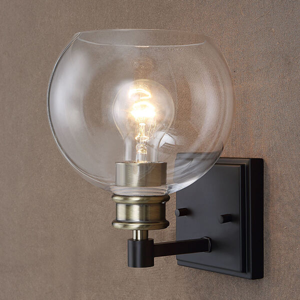 Kent Edison Black and Antique Brass One-Light Wall Sconce, image 5