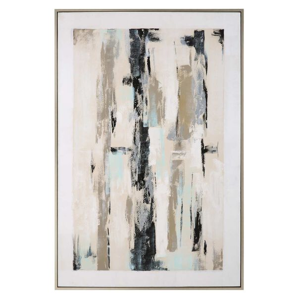 Placidity Hand Painted Brushed Silver Framed Abstract Wall Art, image 2