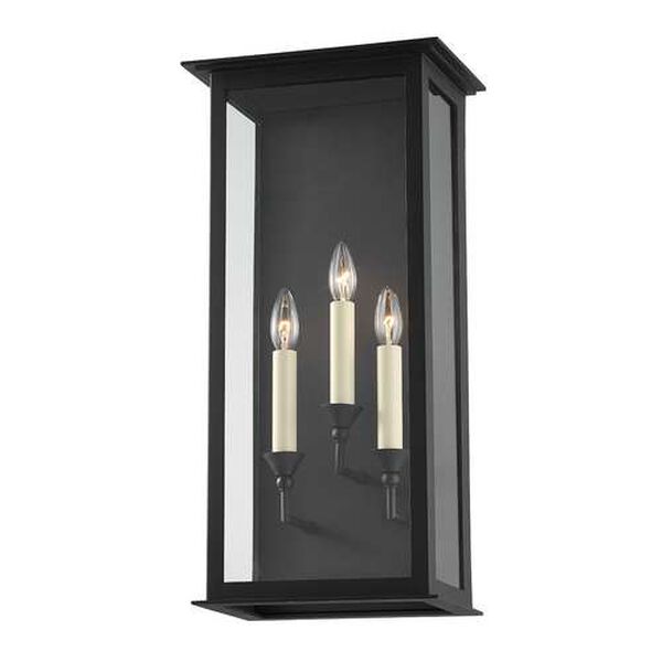 Chauncey Textured Black Three-Light Outdoor Wall Sconce, image 1