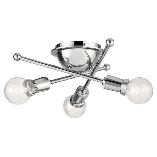 Armstrong Chrome 15-Inch Three-Light Flush Mount, image 1