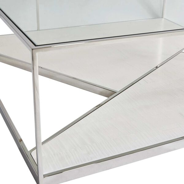 Maymont Stainless Steel and White Cocktail Table, image 6