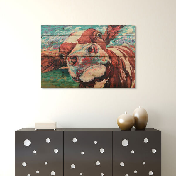 Curious Cow 1 Digital Print on Solid Wood Wall Art, image 1