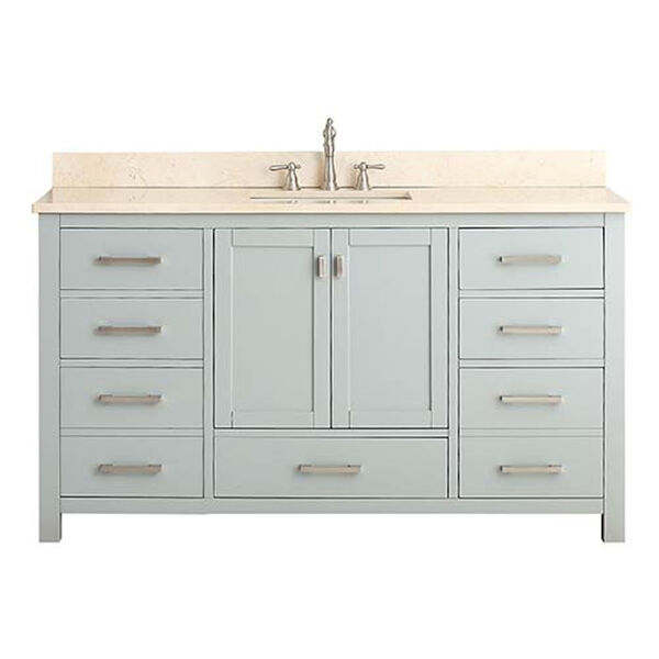 Modero Chilled Gray 60-Inch Single Vanity Combo with Galala Beige Marble Top, image 1