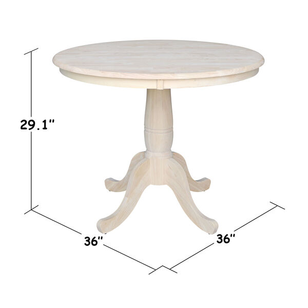 Unfinished 36-Inch Round Pedestal Dining Table, image 2