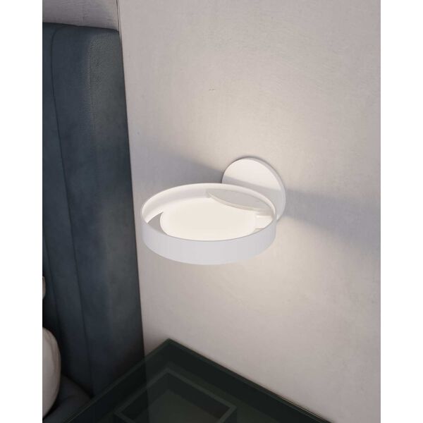 Light Guide Ring Satin White LED Wall Sconce with Satin White Interior Shade, image 6