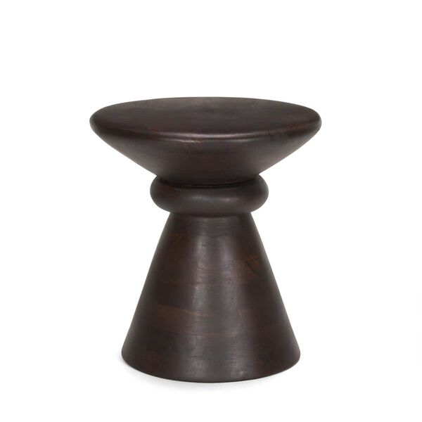 Palmera Dark Brown Wood Pedestal Side Table, image 1