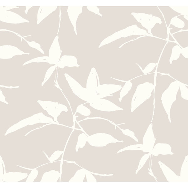 Ronald Redding Tea Garden Beige Persimmon Leaf Wallpaper, image 2