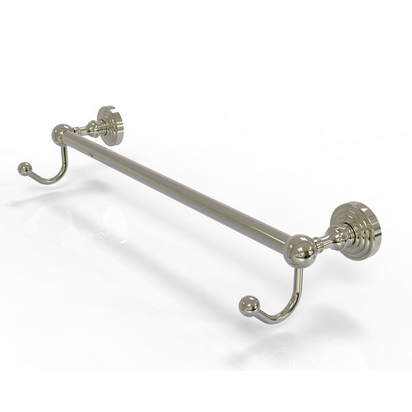 Waverly Place Polished Nickel 24-Inch Towel Bar with Integrated Hooks, image 1