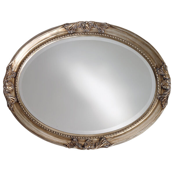 Queen Ann Antique Silver Oval Leaf Mirror, image 2