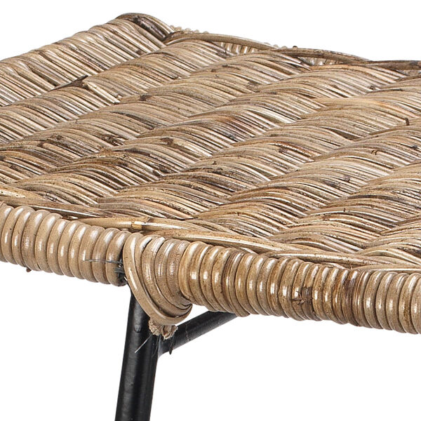 Wing Natural Rattan and Black Steel Counter Stool, image 2
