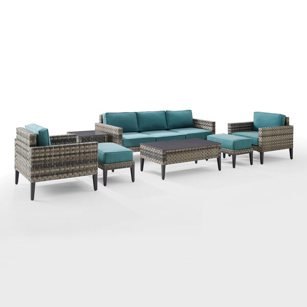 Prescott Outdoor Seven-Piece Wicker Sofa Set with Coffee Table, Side Table, Two Armchair and Two Ottoman, image 3