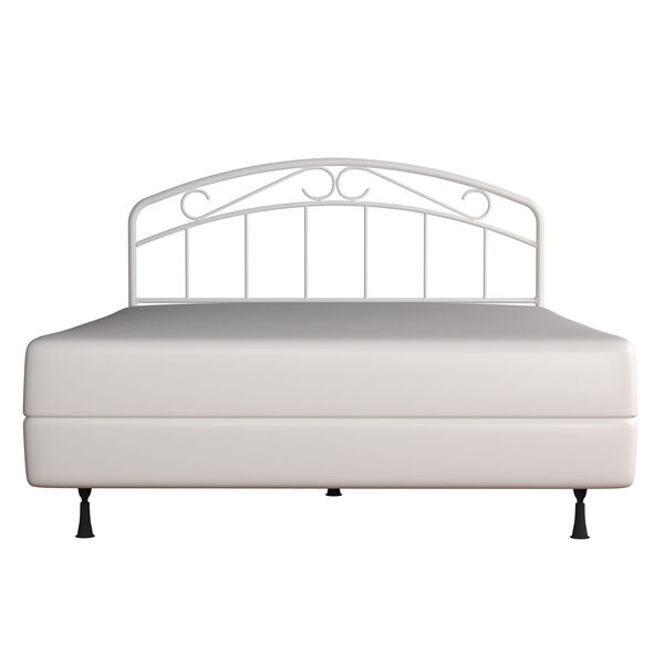 Jolie White 61-Inch Metal Headboard with Arched Scroll Design and Frame, image 3