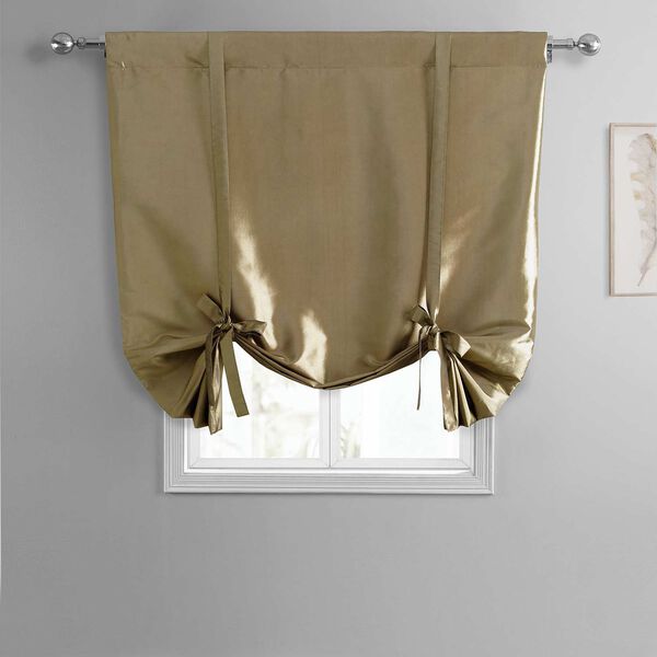 Gold Nugget Faux Silk Taffeta Tie-Up Window Shade Single Panel, image 3