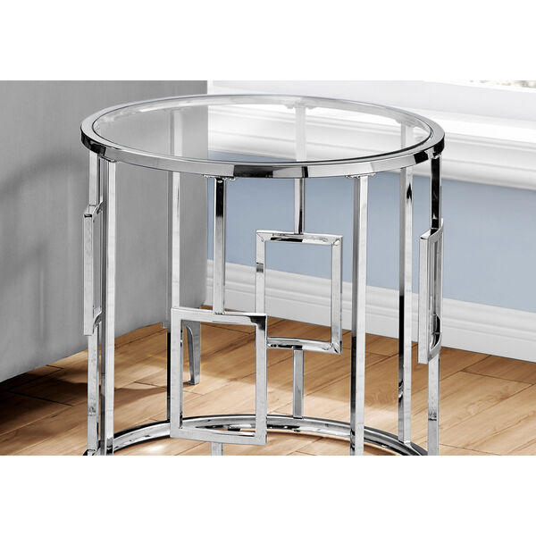 Chrome Round End Table with Tempered Glass, image 3
