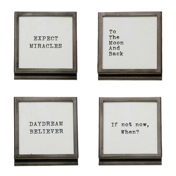 Multicolor 3 x 3-Inch Easel and Saying Square Wall Decor, Set of 4, image 1