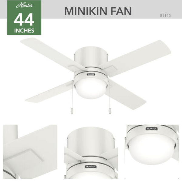 Minikin Fresh White 44-Inch Low Profile Ceiling Fan with LED Light Kit and Pull Chain, image 4
