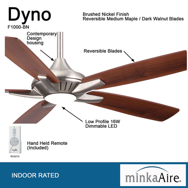 Dyno Brushed Nickel LED 52-Inch Ceiling Fan, image 5