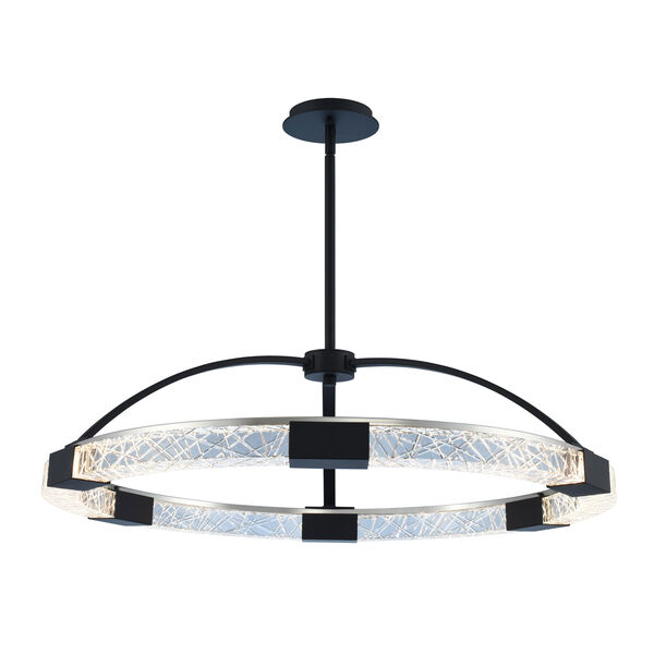 Athena Matte Black with Polished Nickel 32-Inch LED Pendant with Firenze Crystal, image 1