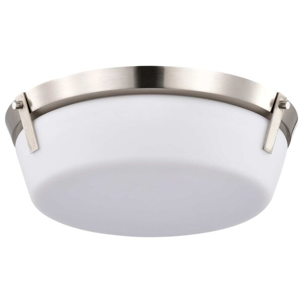 Rowen Brushed Nickel Three-Light Flush Mount with Etched White Glass, image 1