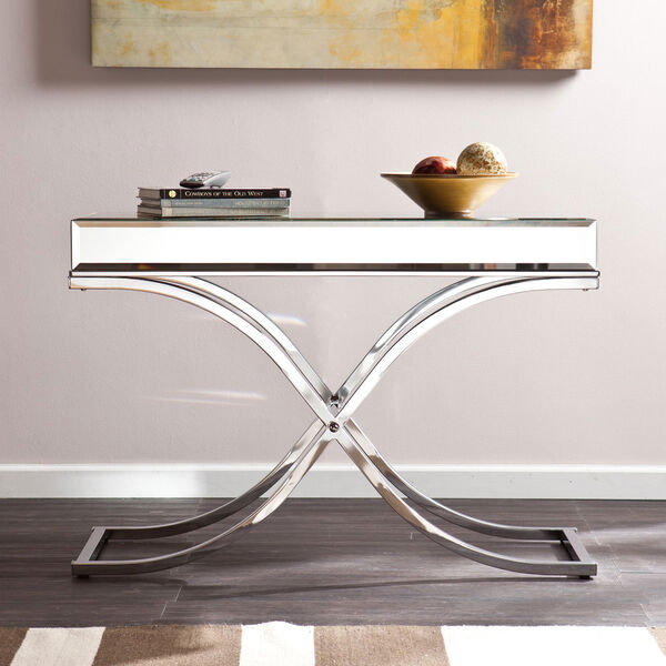 Ava Chrome Mirrored Console Table, image 1